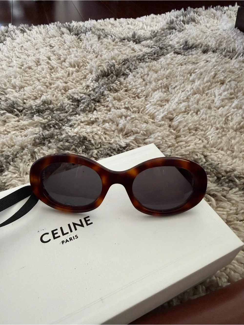 Celine Tortoiseshell Oval Sunglasses with Brown Accessories